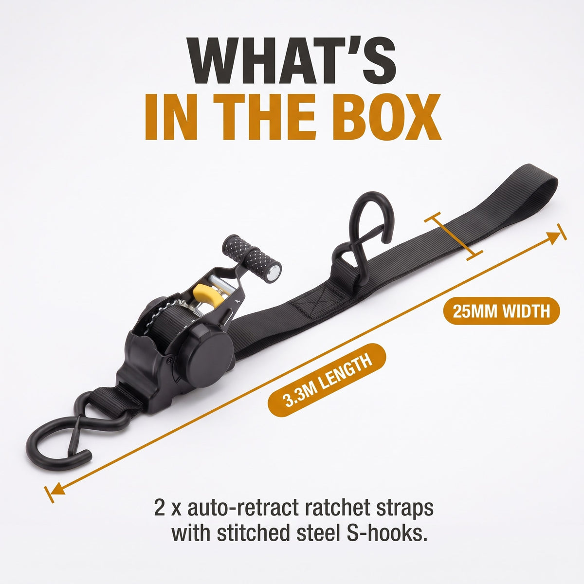 CargoPro™ Auto-Retract Tie-Down Ratchet Straps