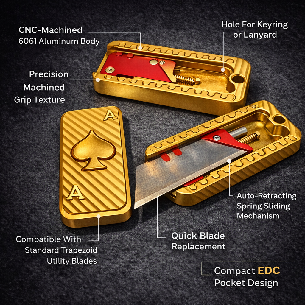 Addison Auto-Retracting EDC Utility Tool With Keyring Hole