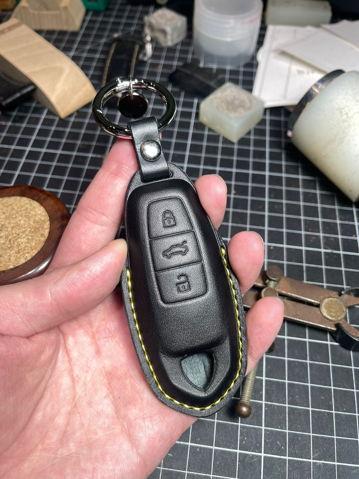 Lamborghini Leather Key Fob cover Urus Huracan LP700 LP610 LP560 V2 — Addison Auto Retrofits