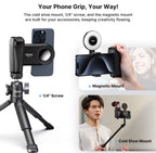 PhonePro MagSafe Bluetooth Camera Grip & Selfie Stabilizer – Ultimate Smartphone Handle for Smooth Vertical & Horizontal Shooting