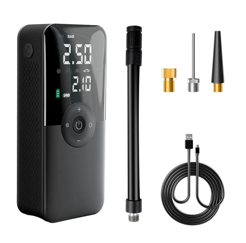 AirGuard Pro™ – Portable Digital Tire Inflator with LED Light & Power Bank
