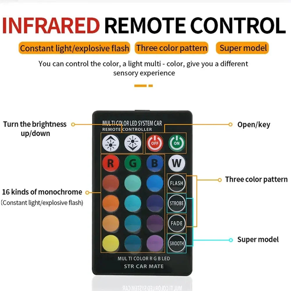 RGB LED Footwell Lights for Car - Multi-Color Interior Lighting