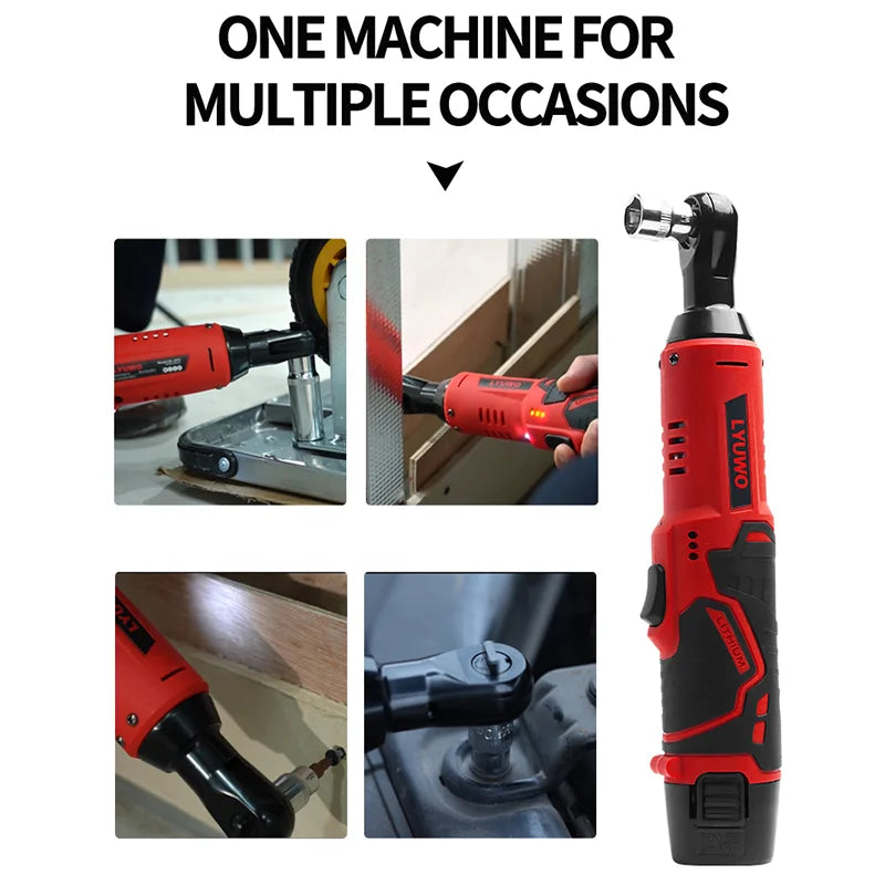 12V Cordless Right Angle Electric Ratchet 45NM 3/8 Inch + FREE Carry case + 4 Sockets FREE