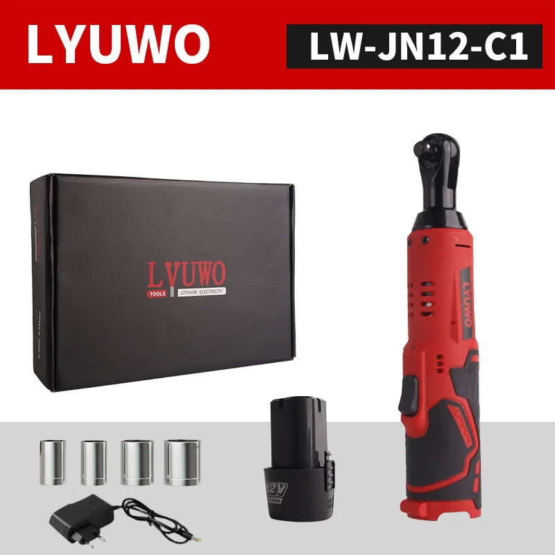 12V Cordless Right Angle Electric Ratchet 45NM 3/8 Inch + FREE Carry case + 4 Sockets FREE