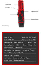 12V Cordless Right Angle Electric Ratchet 45NM 3/8 Inch + FREE Carry case + 4 Sockets FREE