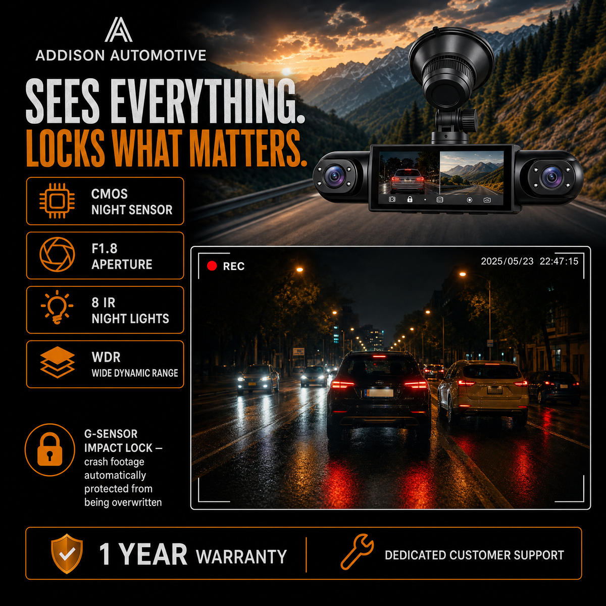 Addison GuardView 360 - night vision and G-sensor impact lock
