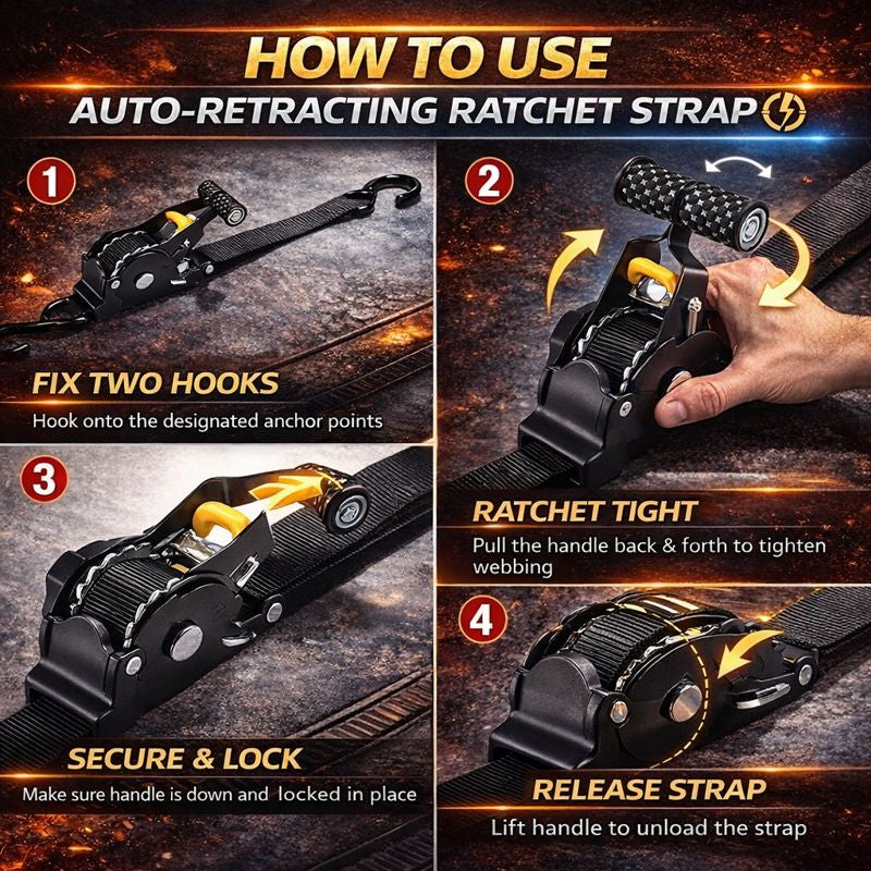 CargoPro  Auto Retract Tie-Down Ratchet Straps